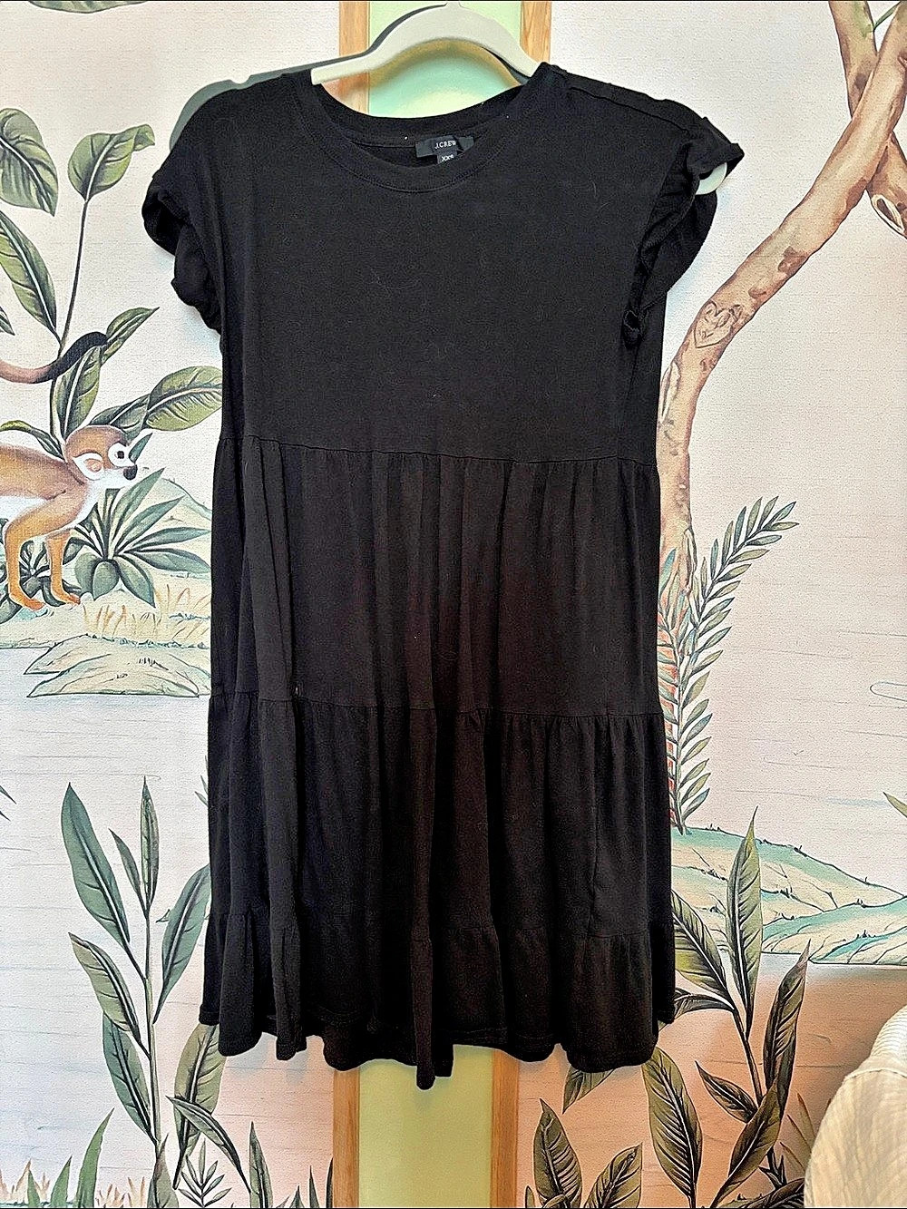 J.Crew Tiered Knit Mini Dress Black XXS